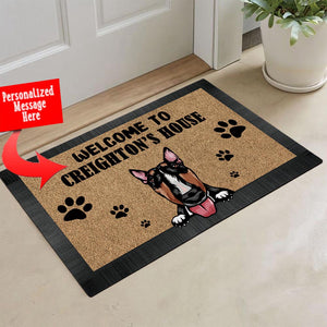 KafePross - Personalized Welcome to My House Home Dog Doormat Bull Terrier Rubber Floor Mat