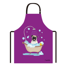 Load image into Gallery viewer, Cute Dog Apron Pug Taking Shower in a Bathtub
